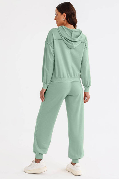 Cutout Drawstring Hoodie and Joggers Active Set - Velveta Studio