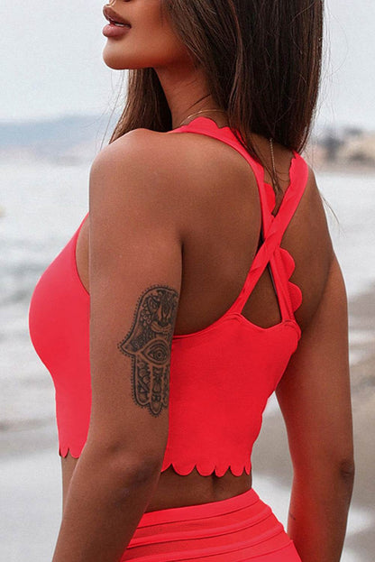Crisscross Scoop Neck Swim Top - Velveta Studio