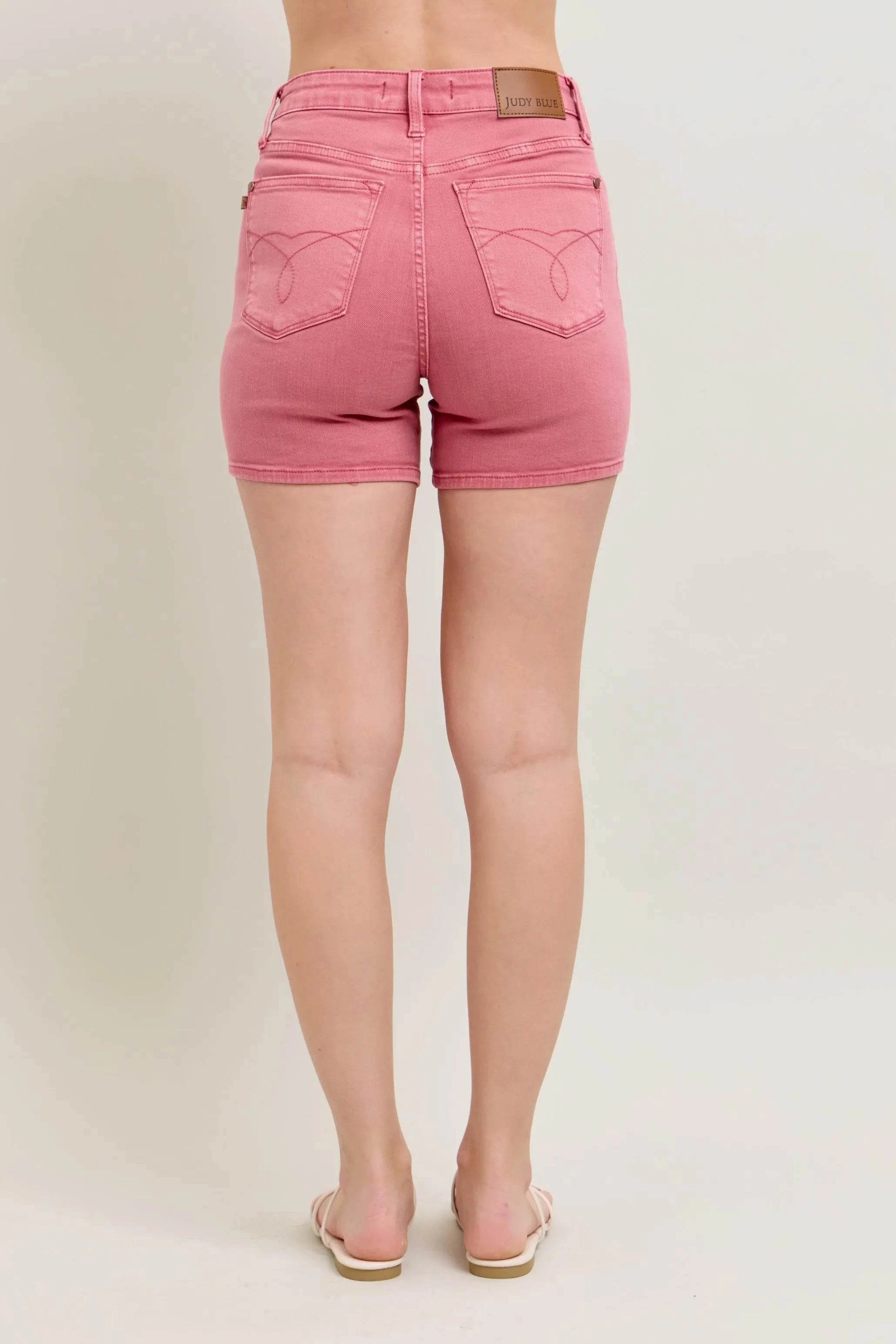 High-Waisted Pink Denim Shorts for Women - Velveta Studio