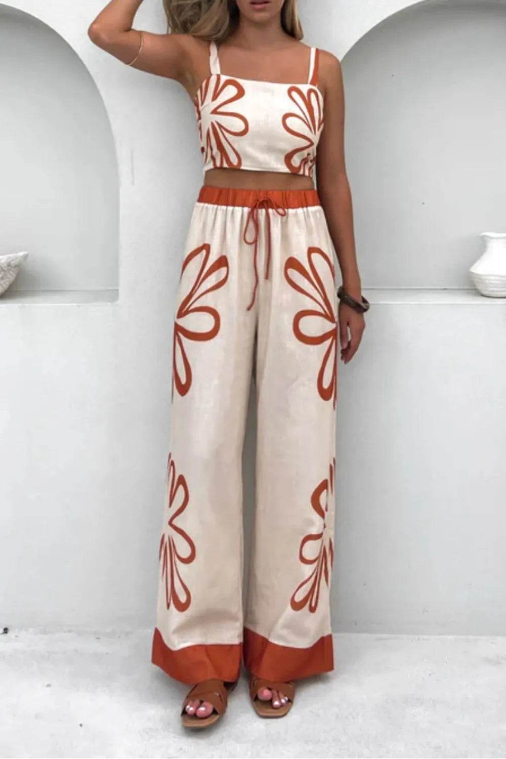 Smocked Square Neck Cami and Pants Set - Velveta Studio