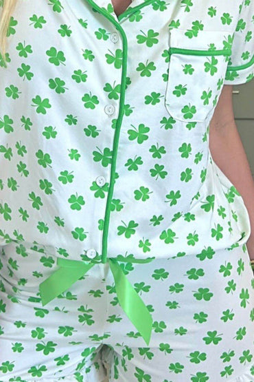 Lucky Clover Shirt and Shorts Lounge Set - Velveta Studio