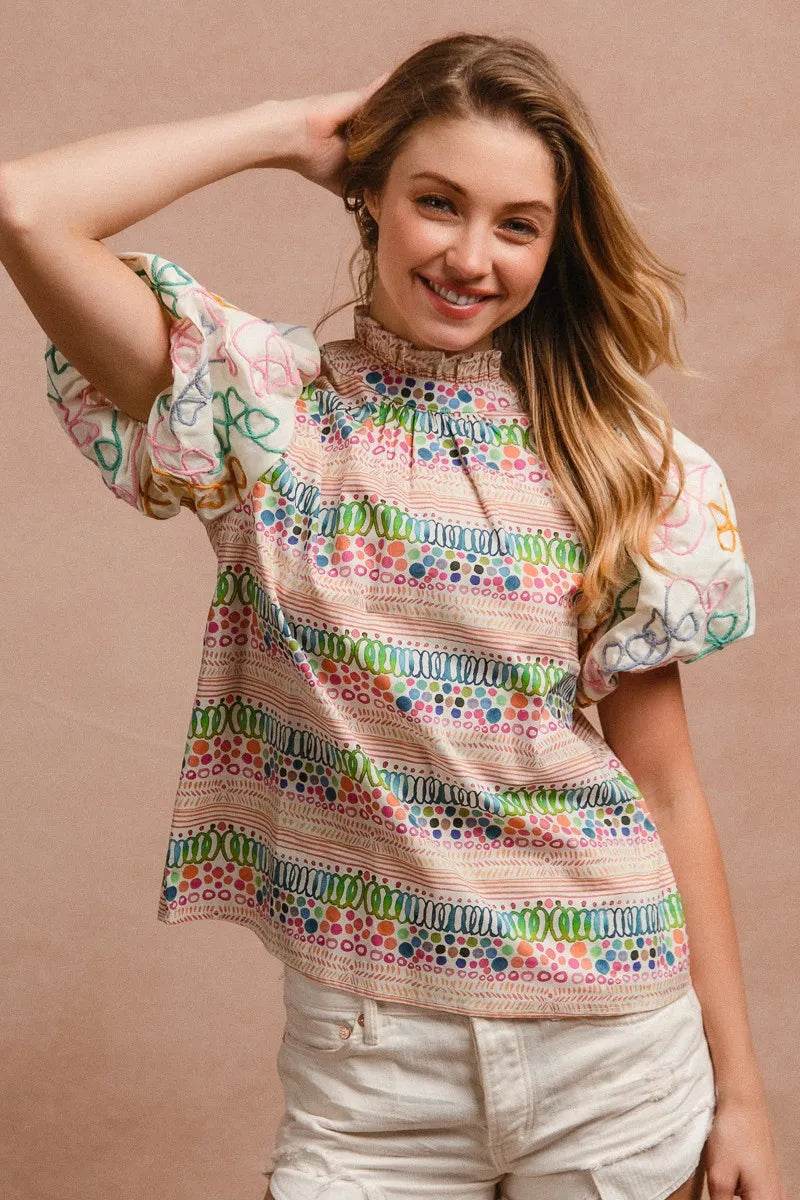 Bohemian Embroidered Blouse - Velveta Studio