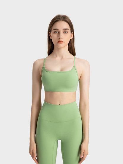 Millennia Crisscross Back Scoop Neck Active Cami with Detachable Chest Pads - Velveta Studio
