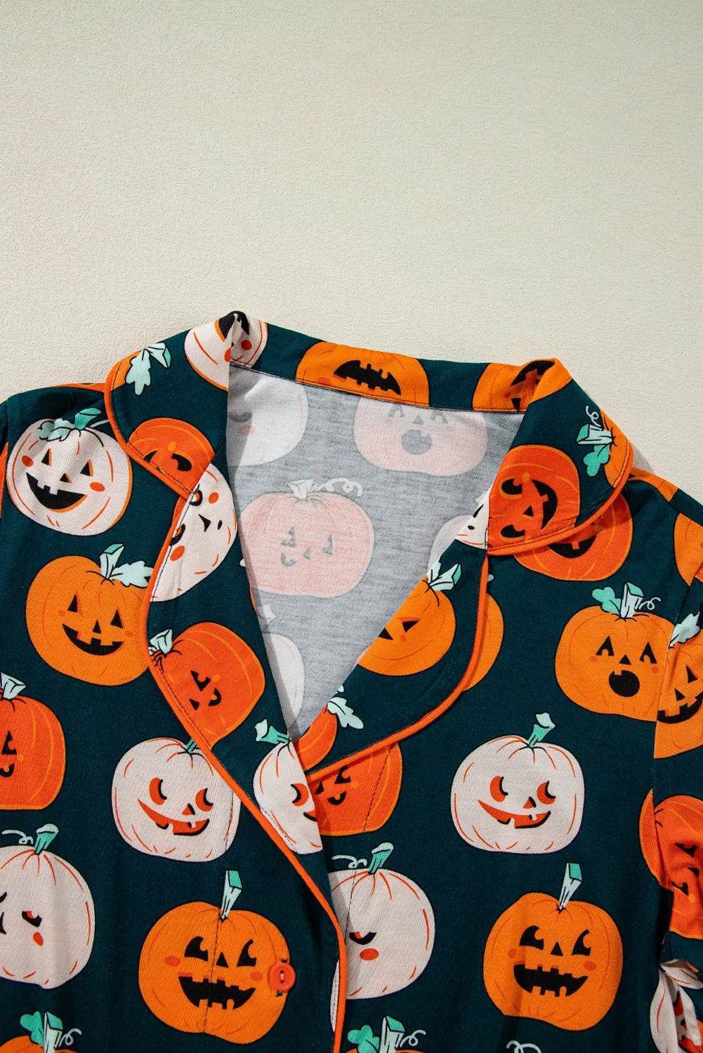 Pumpkin Printed Short Sleeve Top and Pants Lounge Set - Velveta Studio