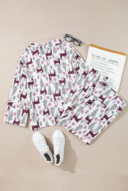 Printed Long Sleeve Top and Drawstring Pants Lounge Set - Velveta Studio