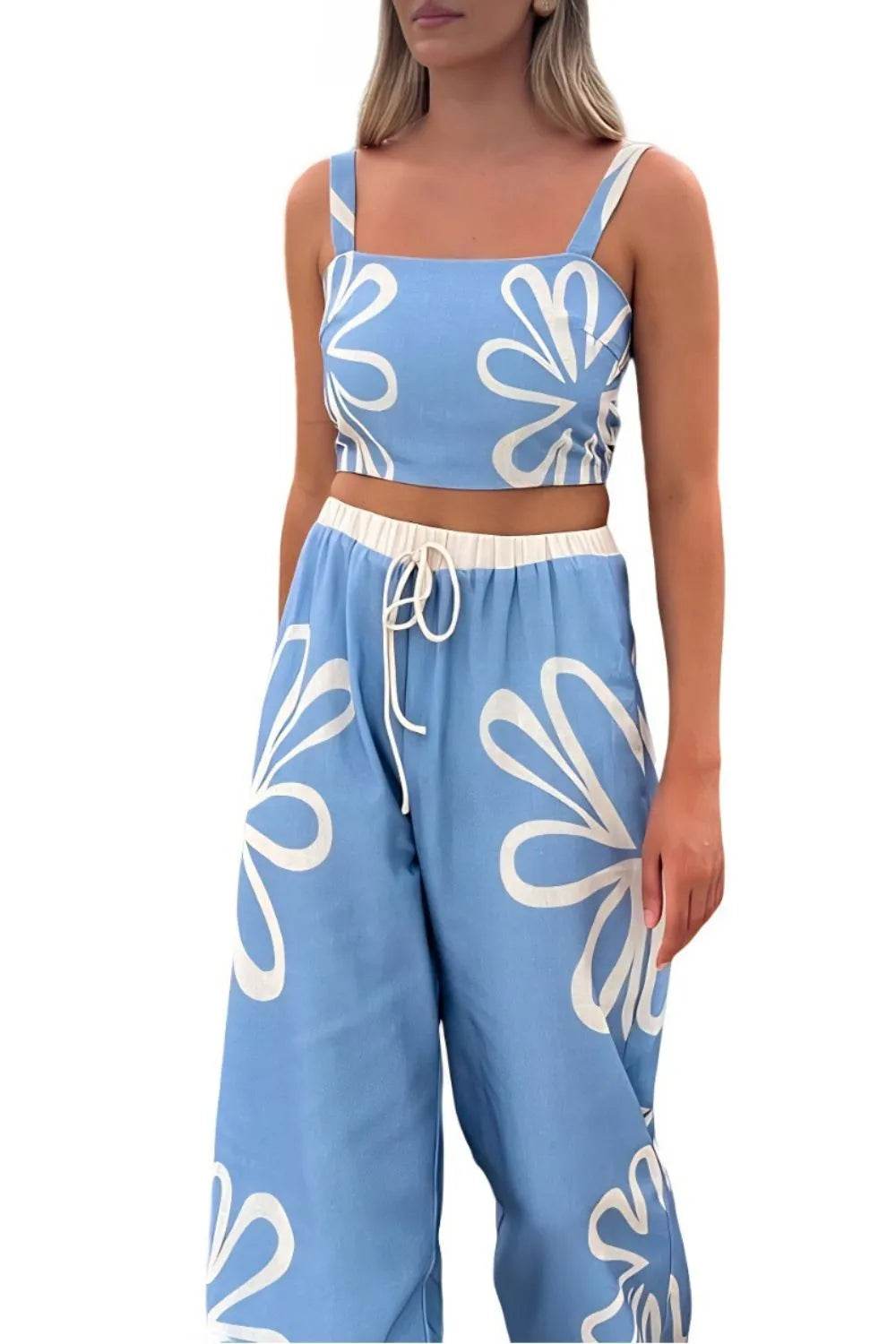 Smocked Square Neck Cami and Pants Set - Velveta Studio