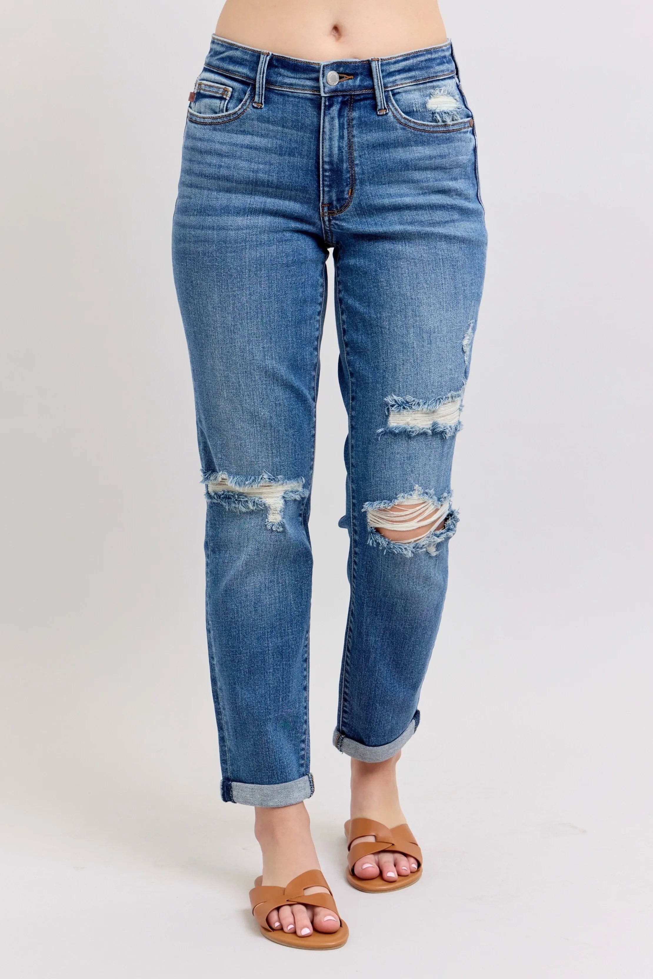 Premium Distressed Boyfriend Jeans - Velveta Studio