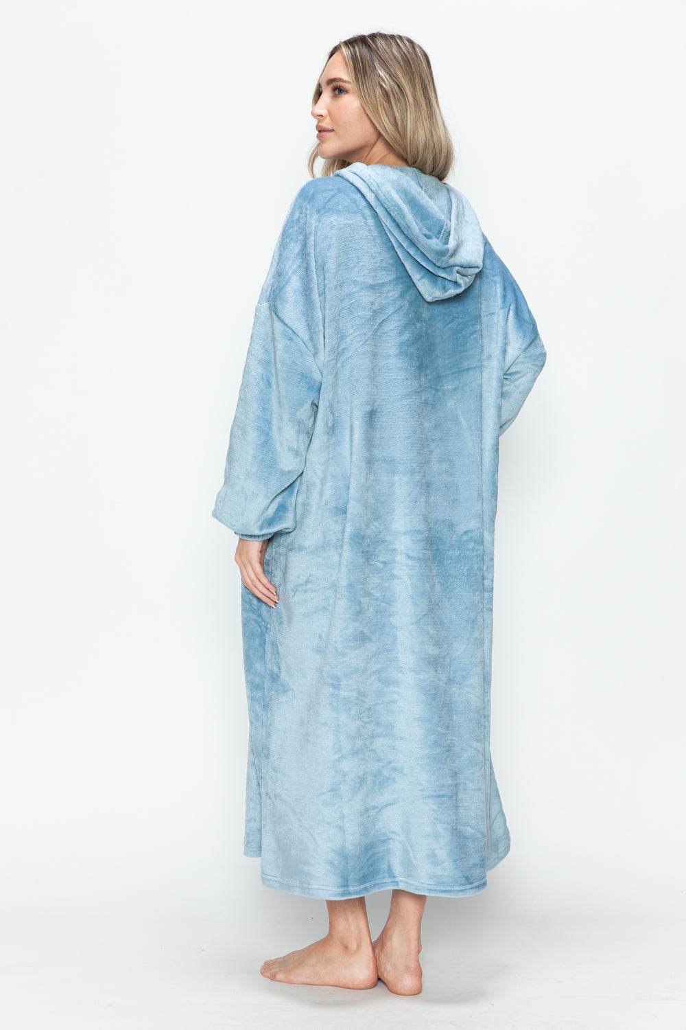 Double Take Full Size Pocketed Hooded Midi Lounge Dress - Velveta Studio