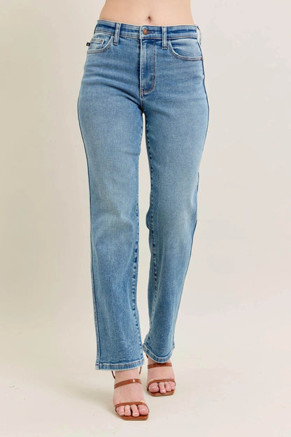 Full Size Hw Vintage Straight Jeans Plus Size - Velveta Studio
