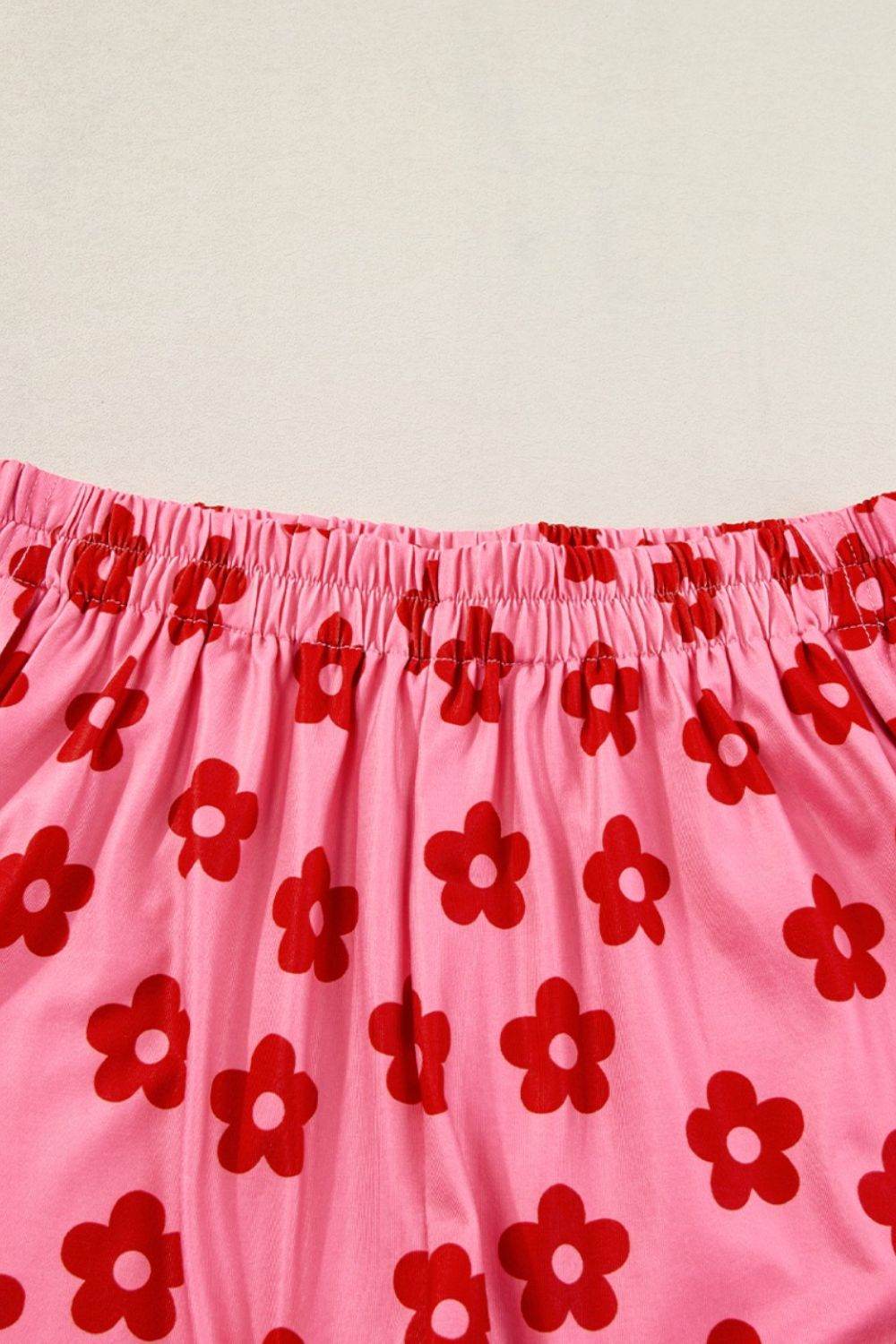 Floral Cropped Tee and Shorts Lounge Set - Velveta Studio