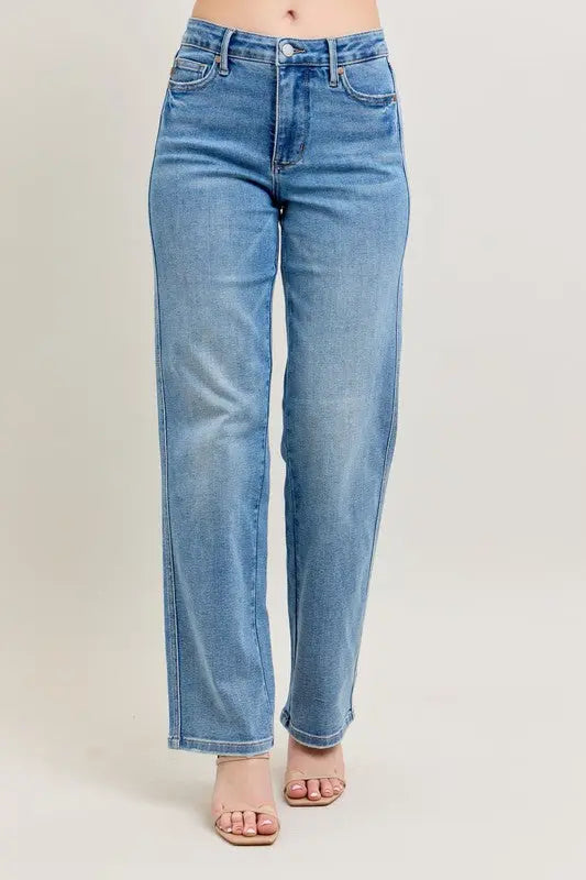 Vintage Wash Straight Jeans