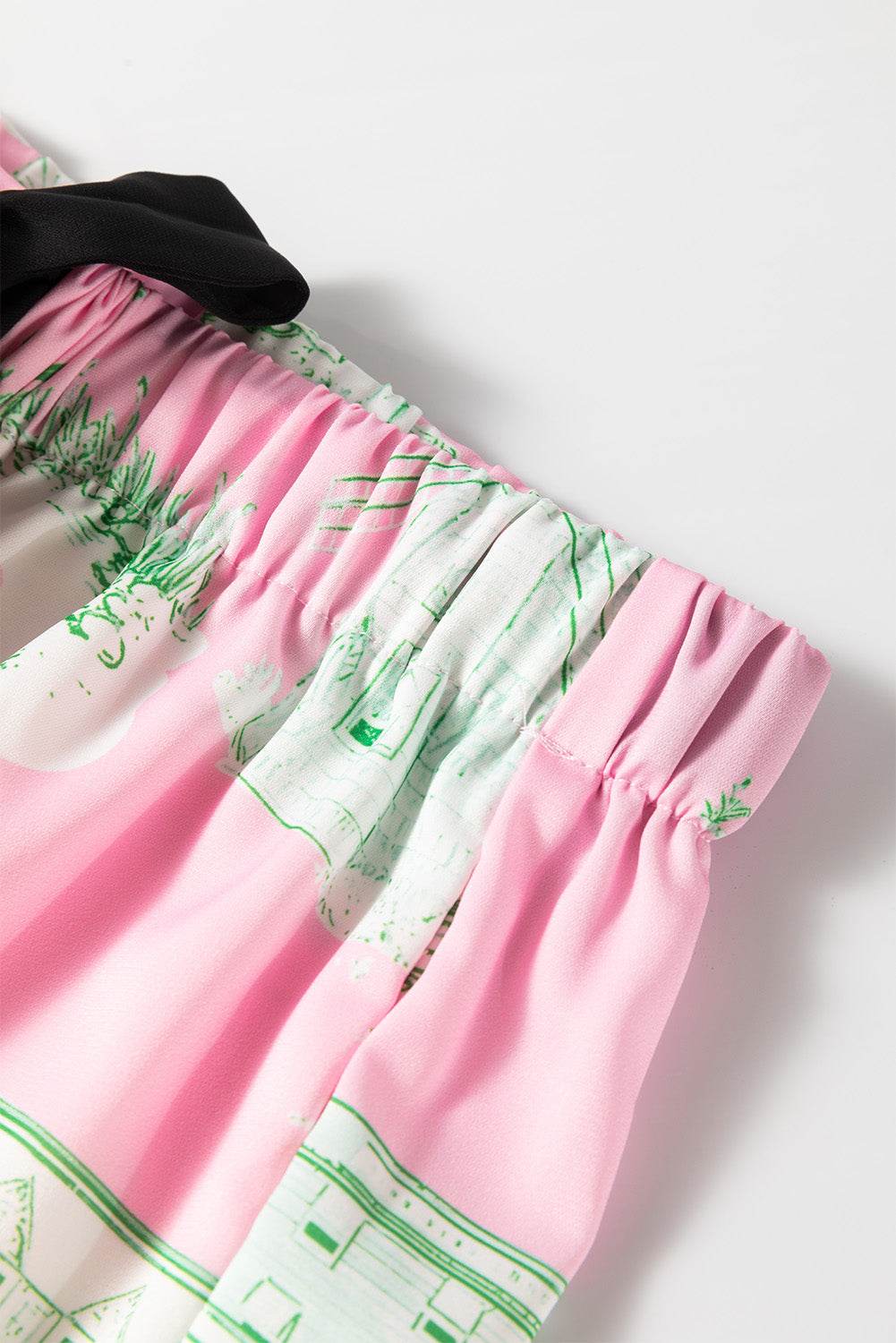 Collared Neck Printed Top and Drawstring Shorts Lounge Set - Velveta Studio