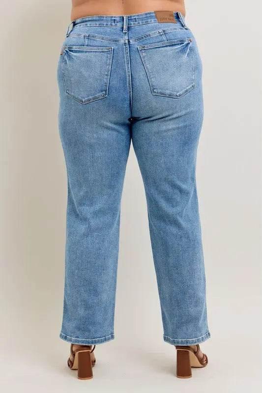 Vintage Straight Leg Jeans for Women - Vintage Wash Style - Velveta Studio