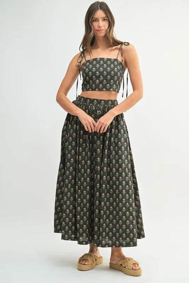 MABLE Floral Crop Top and Skirt Set - Velveta Studio