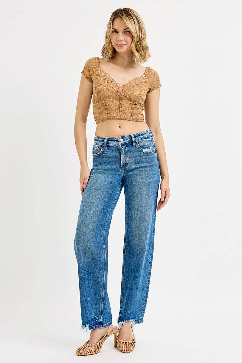 Full Size Mid Rise Baggy Jeans Plus Size - Velveta Studio
