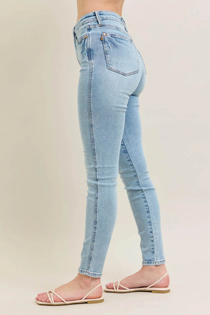 Full Size Mr Tummy Control Vintage Wash Skinny Jeans Plus Size - Velveta Studio